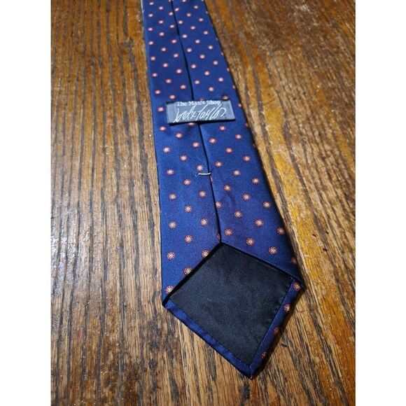 The Mans Shop Lord and Taylor Blue Red Yellow White Silk Mens Neck Tie Hamdmade - Picture 3 of 4